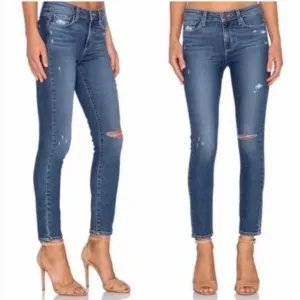 Paige 'Hoxton Ankle' Distressed Blue Jeans