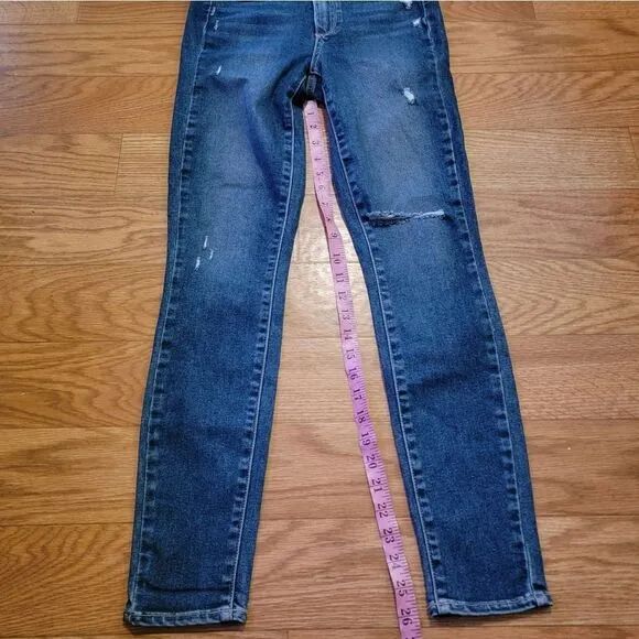Paige 'Hoxton Ankle' Distressed Blue Jeans