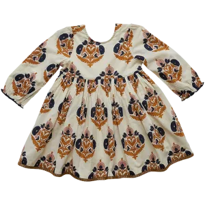 Pink Chicken Navy Gold Flower Girls Amma Dress