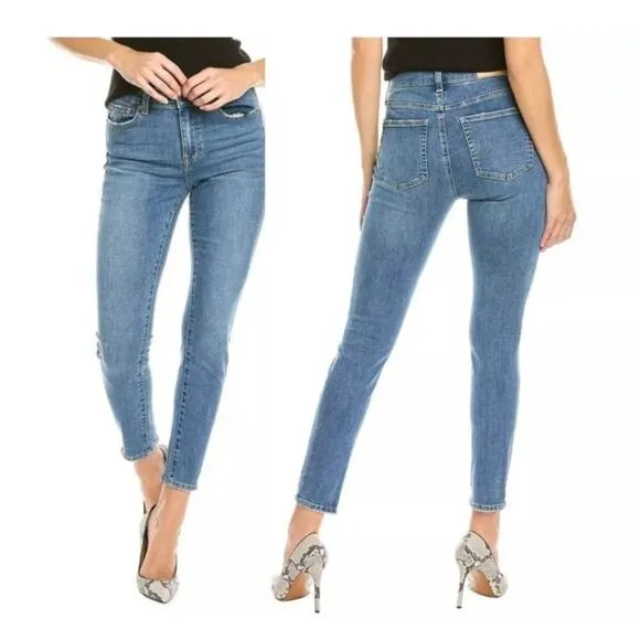 Pistola Audrey Mid Rise Skinny Jeans Size 26 Ankle Medium Wash Blue Distressed