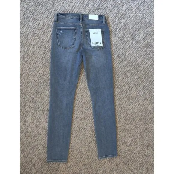 Pistola Audrey Mid Rise Skinny Jeans Size 26 Ankle Medium Wash Blue Distressed