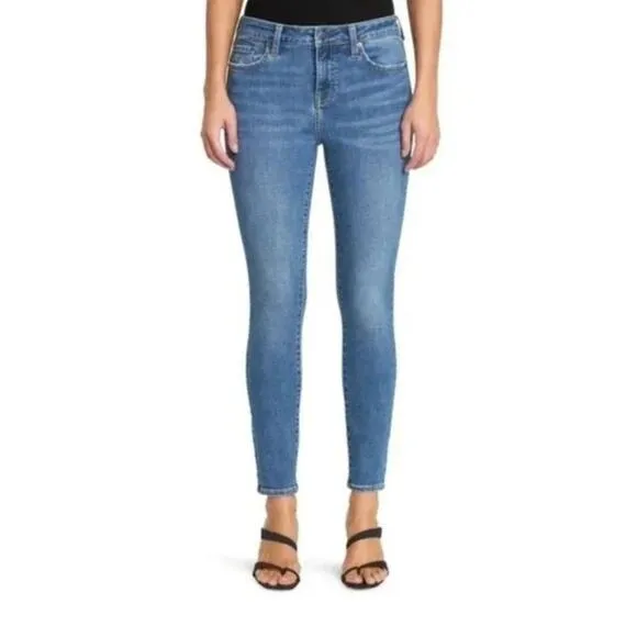 Pistola Audrey Mid Rise Skinny Jeans Size 26 Ankle Medium Wash Blue Distressed