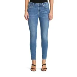 Pistola Audrey Mid Rise Skinny Jeans Size 26 Ankle Medium Wash Blue Distressed
