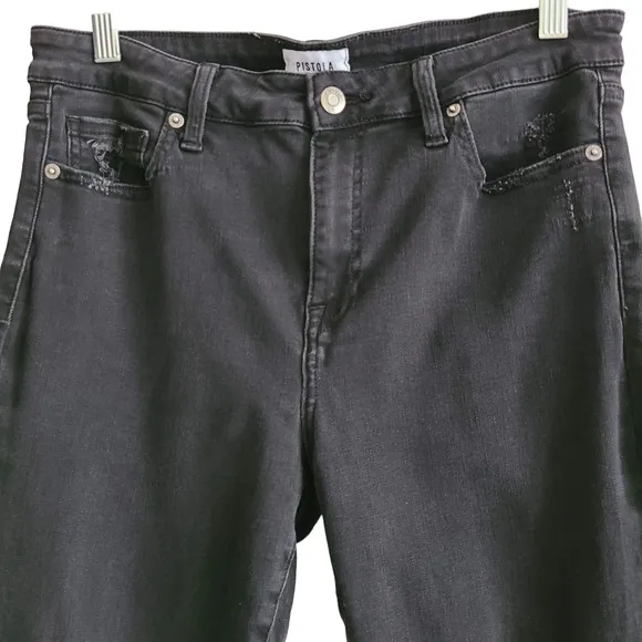 PISTOLA Black Skinny Destructed Frayed Hem Stretch Jeans P6852BEM-BL8 Women's 31