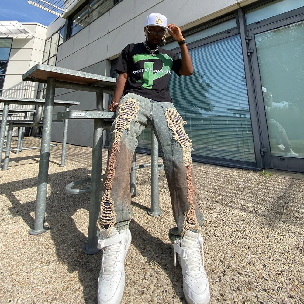 PM | Distressed Denim Contrast Jeans