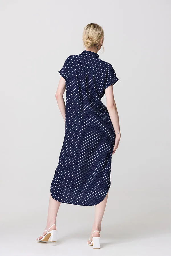 POLKA DOT MIDI SHIRT DRESS