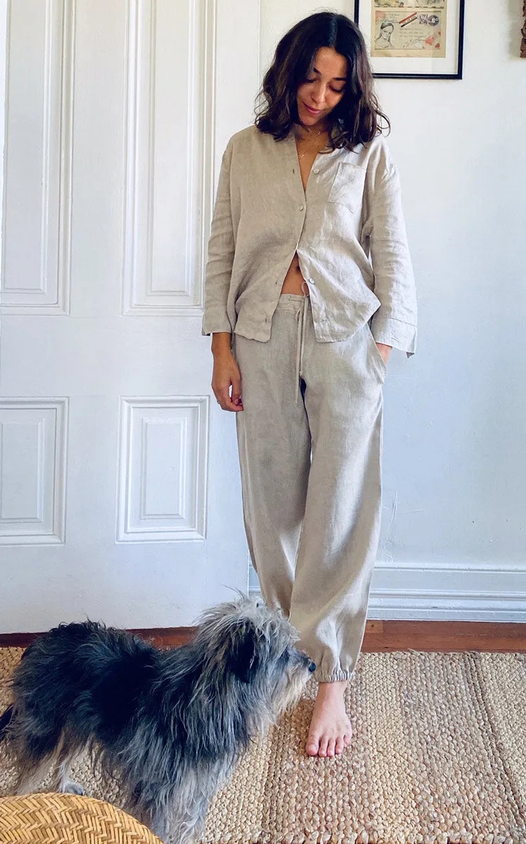 Potters Pant in Mushroom Linen