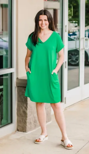 Pretty Please T-Shirt Dress in Green