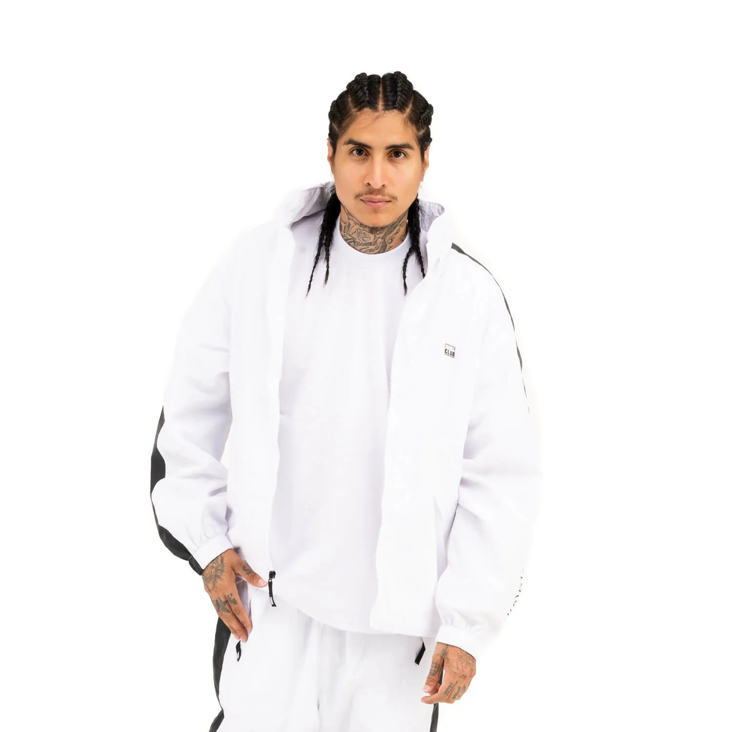 Pro Club Full Court Windbreaker Jacket -  White/Black