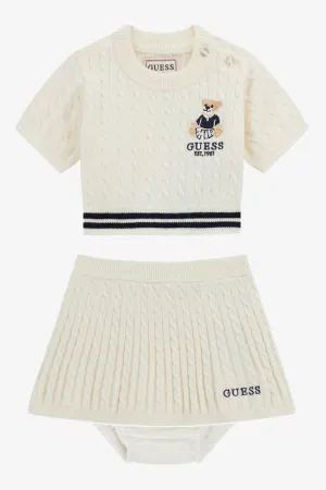 "Love" Ivory Cable Knit Top, Skirt & Bloomers
