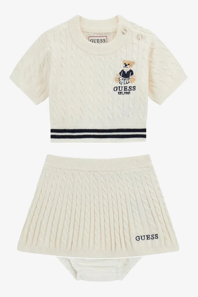 "Love" Ivory Cable Knit Top, Skirt & Bloomers