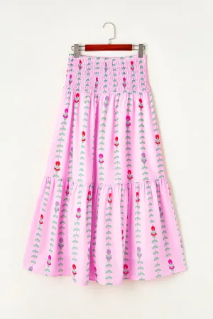 Raden Smocked Printed High Waist Skirt