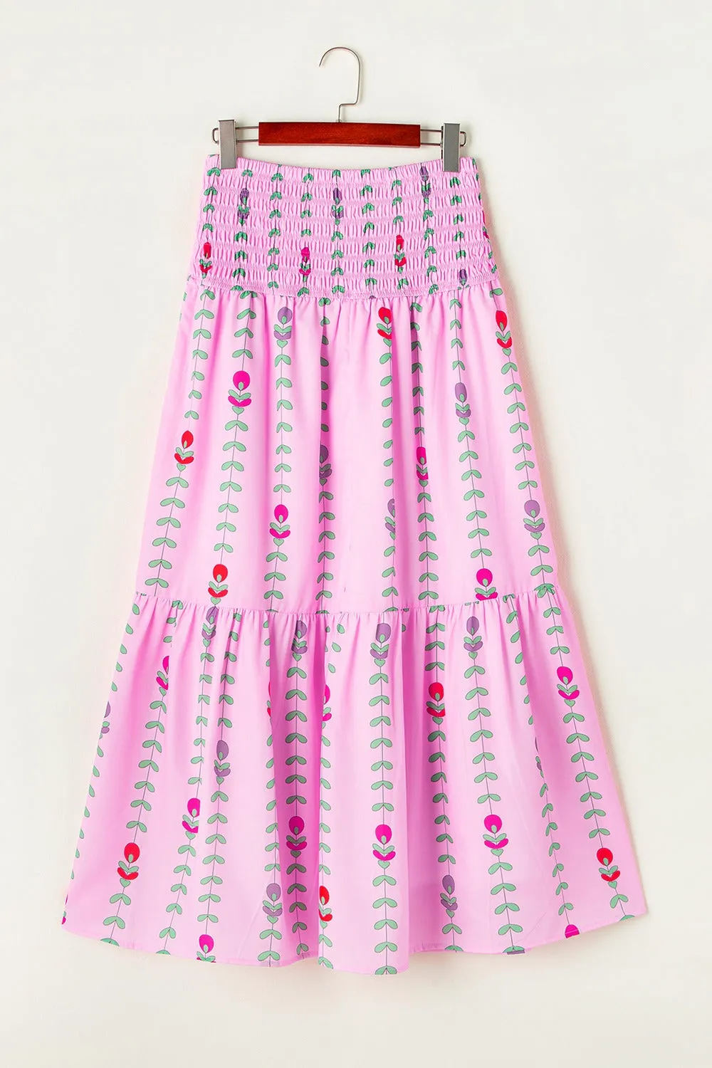 Raden Smocked Printed High Waist Skirt