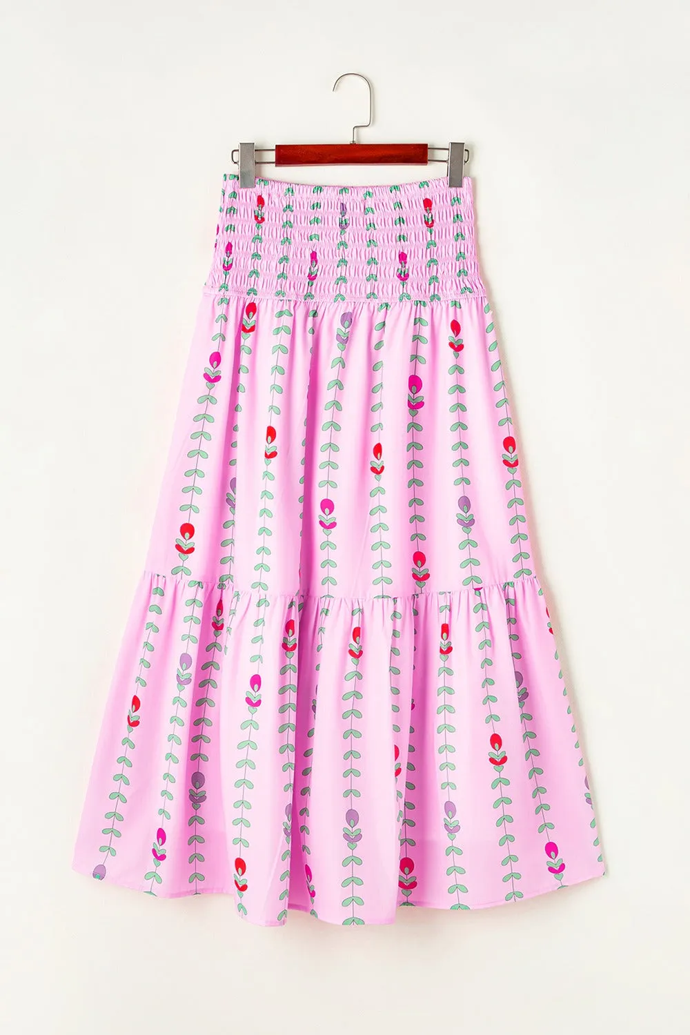 Raden Smocked Printed High Waist Skirt