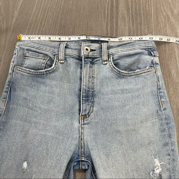 Rag &amp; bone High Rise Waisted Light Wash Distressed Ankle Skinny Jeans Norlet 27