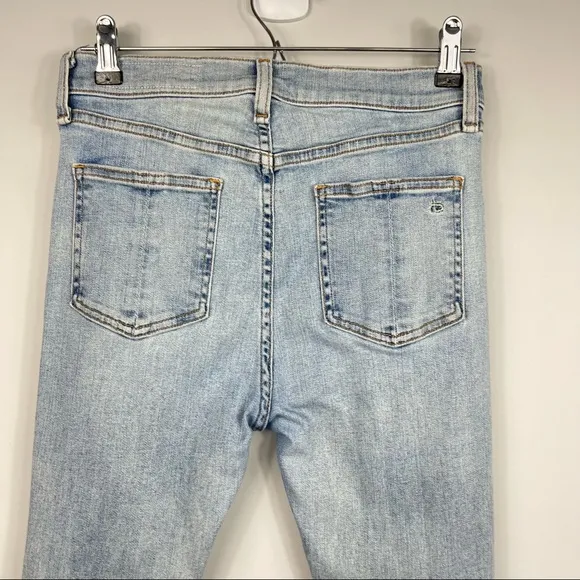 Rag &amp; bone High Rise Waisted Light Wash Distressed Ankle Skinny Jeans Norlet 27