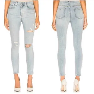 Rag &amp; bone High Rise Waisted Light Wash Distressed Ankle Skinny Jeans Norlet 27