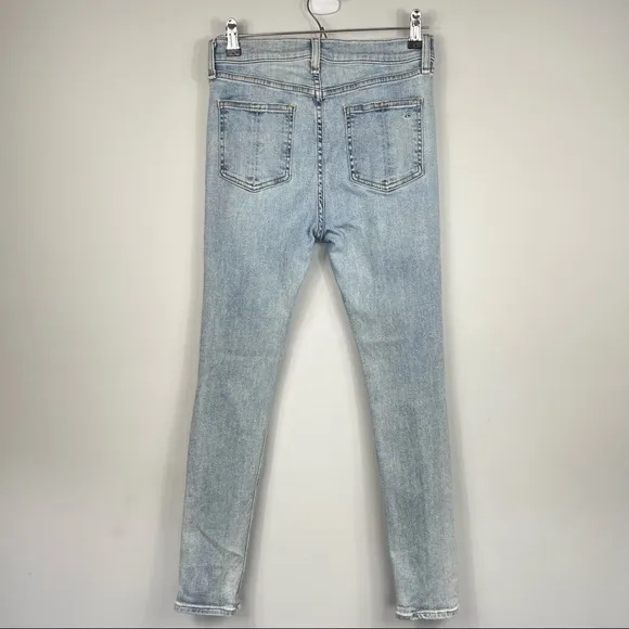 Rag &amp; bone High Rise Waisted Light Wash Distressed Ankle Skinny Jeans Norlet 27