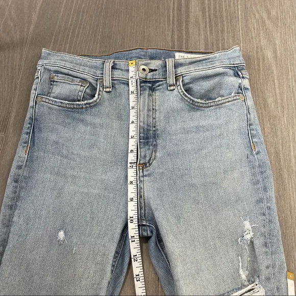 Rag &amp; bone High Rise Waisted Light Wash Distressed Ankle Skinny Jeans Norlet 27