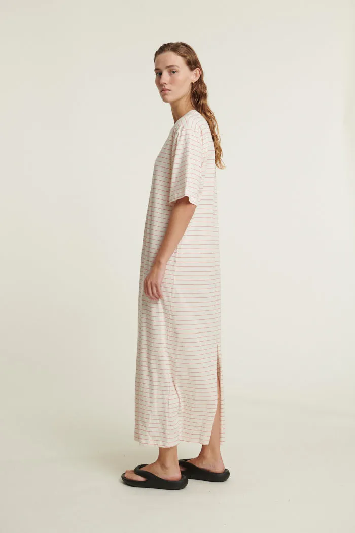 Raja Striped Dress - Grenadine / whisper white