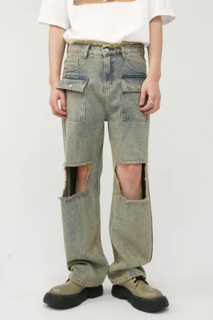 Raw Hem Distressed Jeans