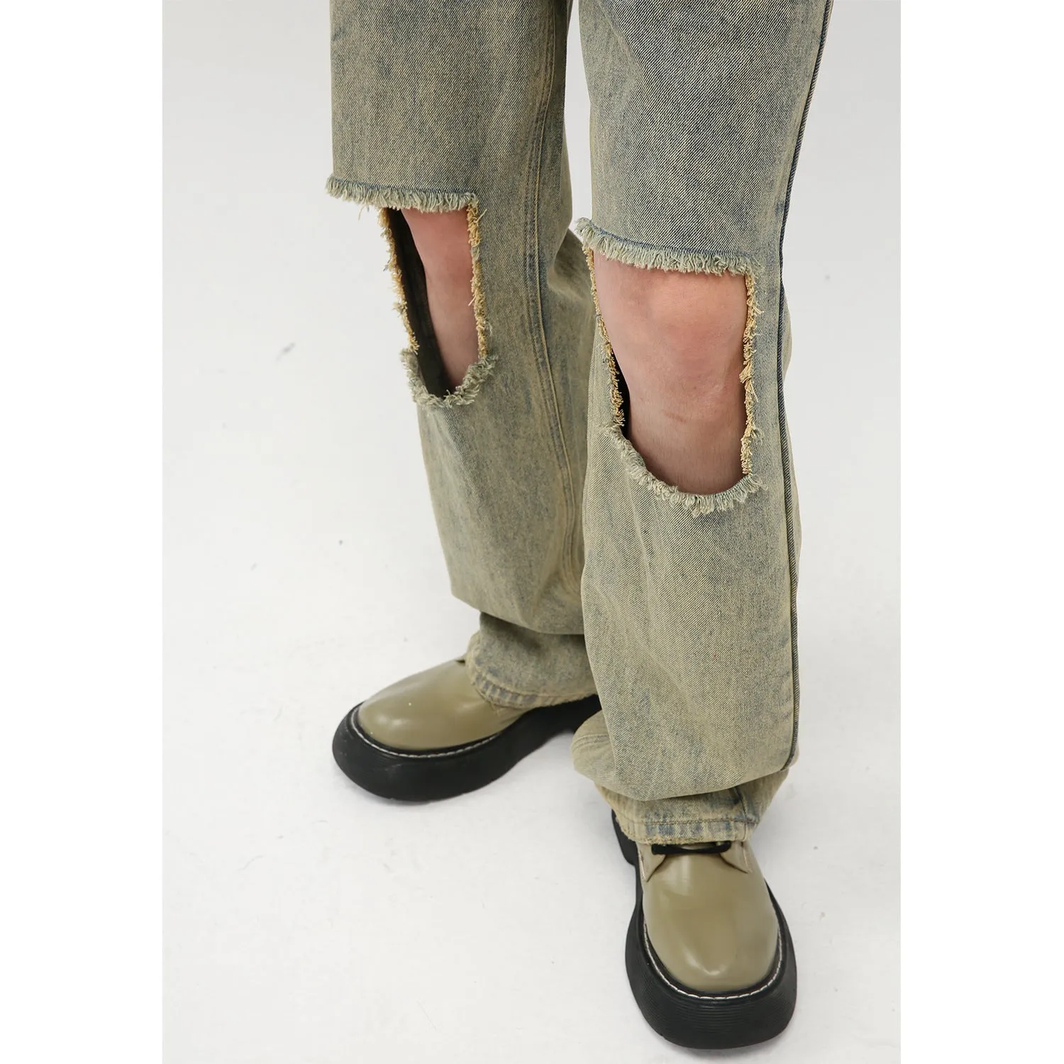 Raw Hem Distressed Jeans