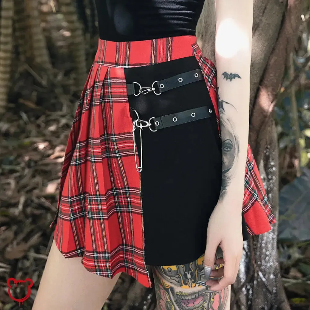 Red & Black Punk Skirt