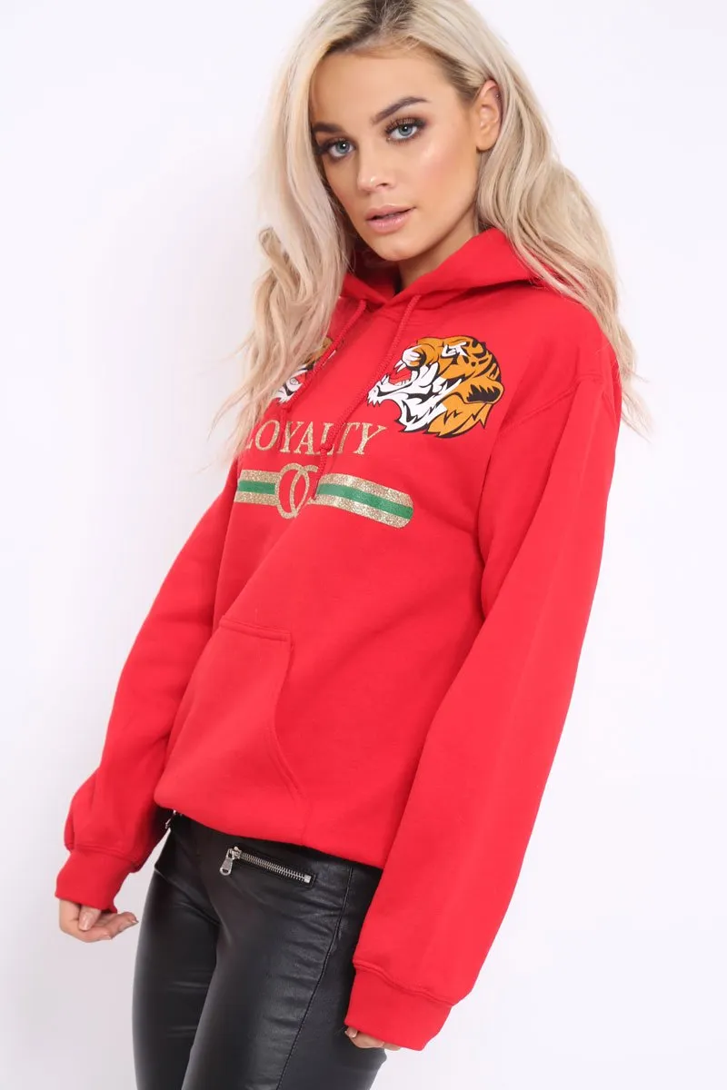 Red Loyalty Tiger Slogan Sweatshirt - Tiffanie
