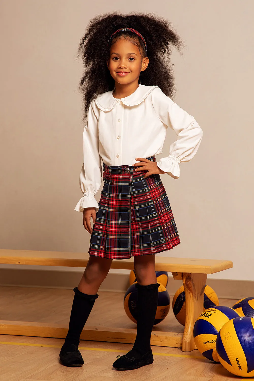 Red tartan pleated skirt