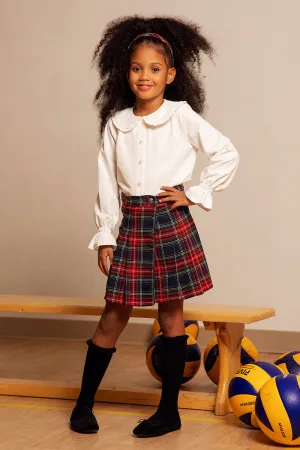 Red tartan pleated skirt