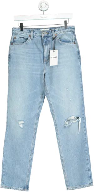 RE/DONE Blue 70s Straight Distressed Jeans W29