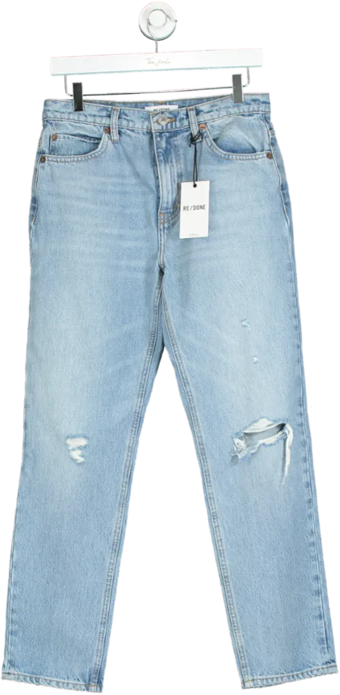 RE/DONE Blue 70s Straight Distressed Jeans W29