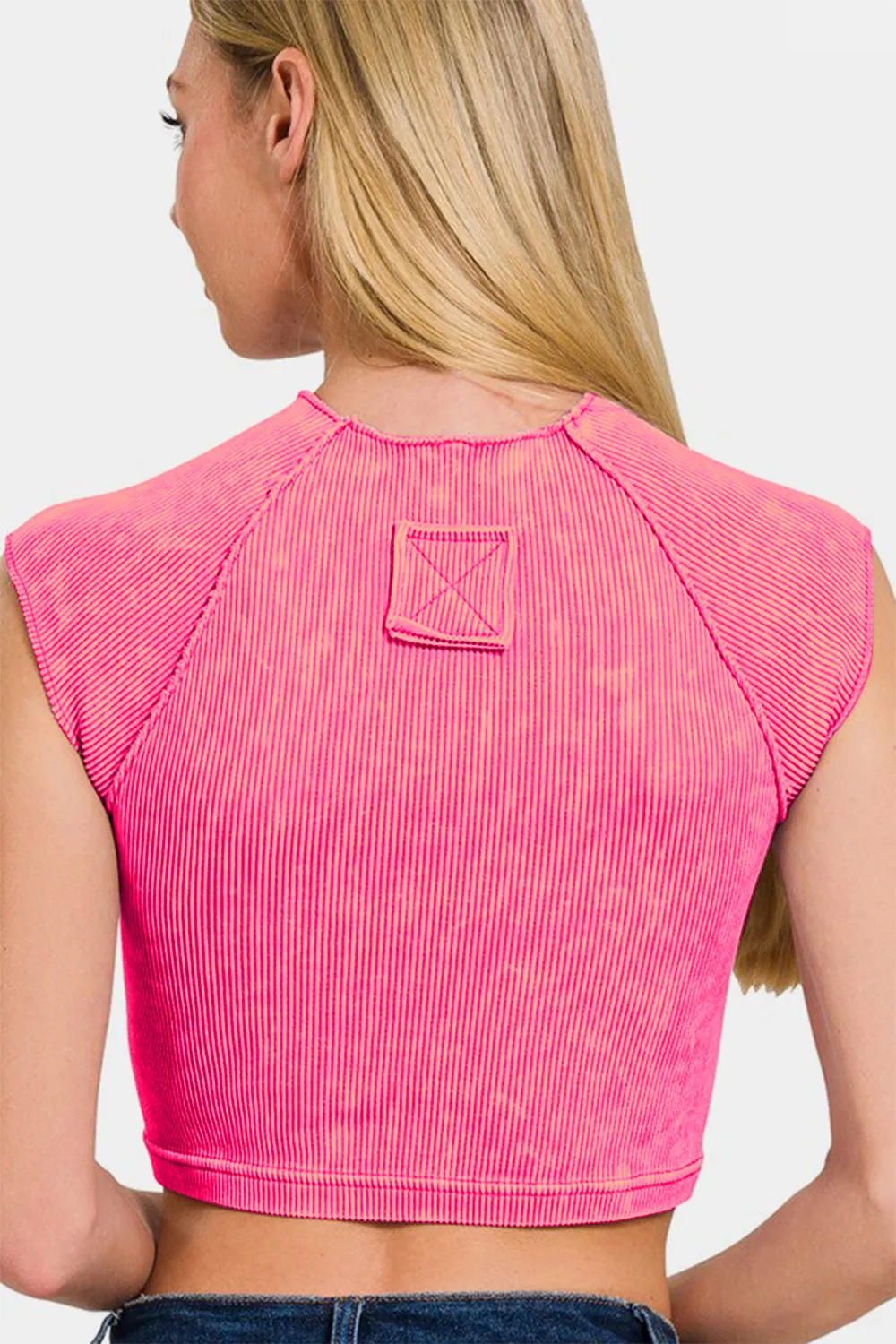 Ribbed Round Neck Cropped Top