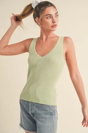 Ribbed Wide Strap Knit Tank