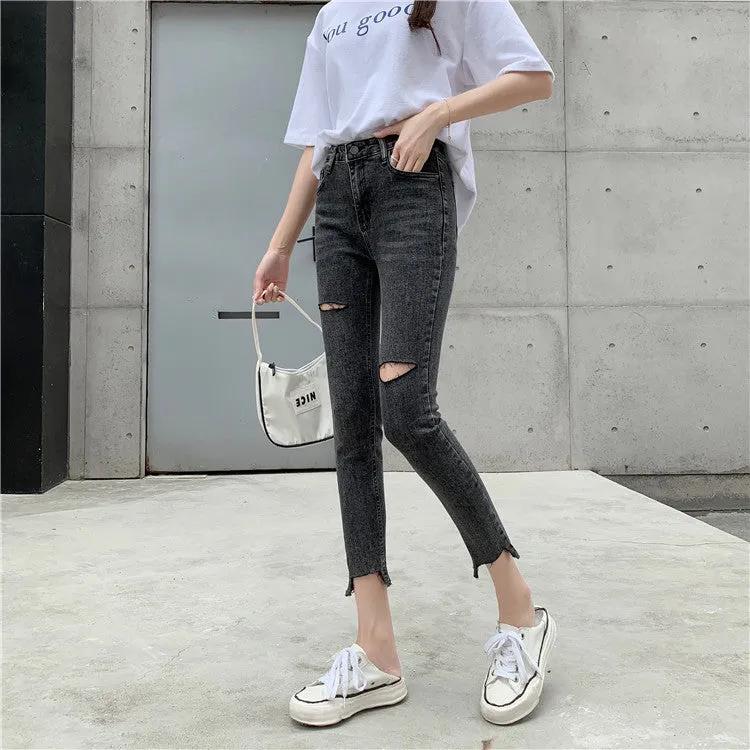 Ripped Cropped Skinny Jeans