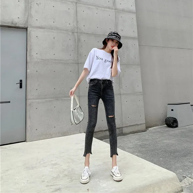 Ripped Cropped Skinny Jeans