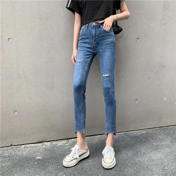 Ripped Cropped Skinny Jeans