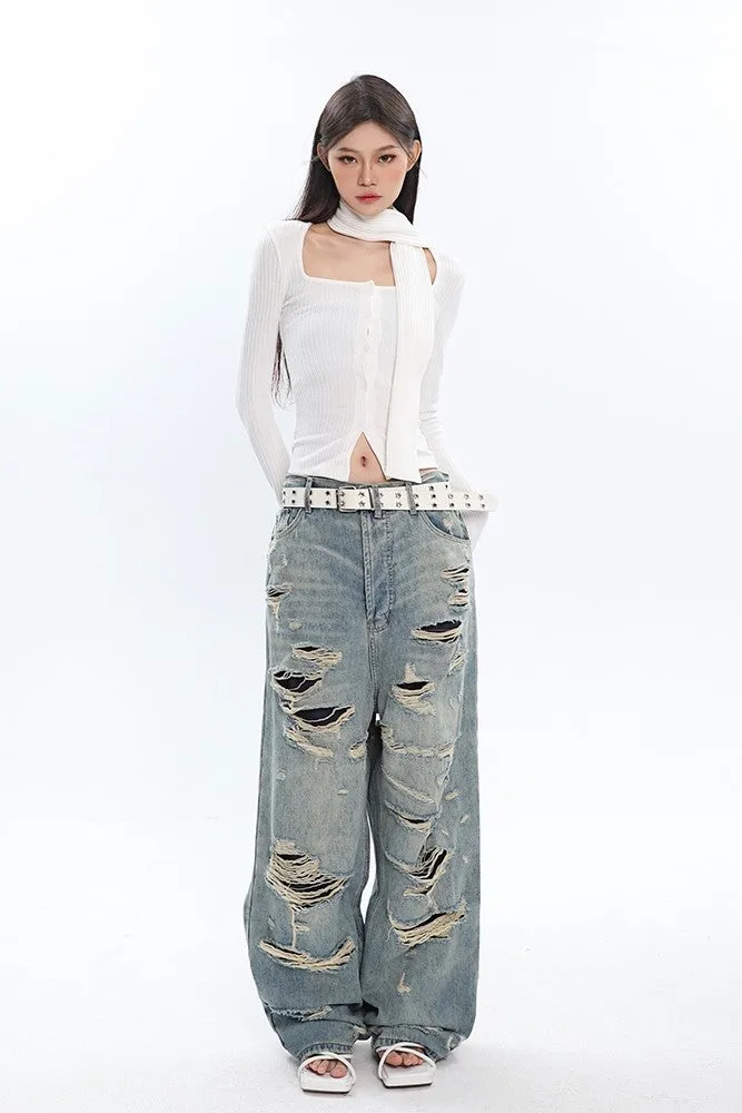 Ripped   Destroyed Baggy Jeans