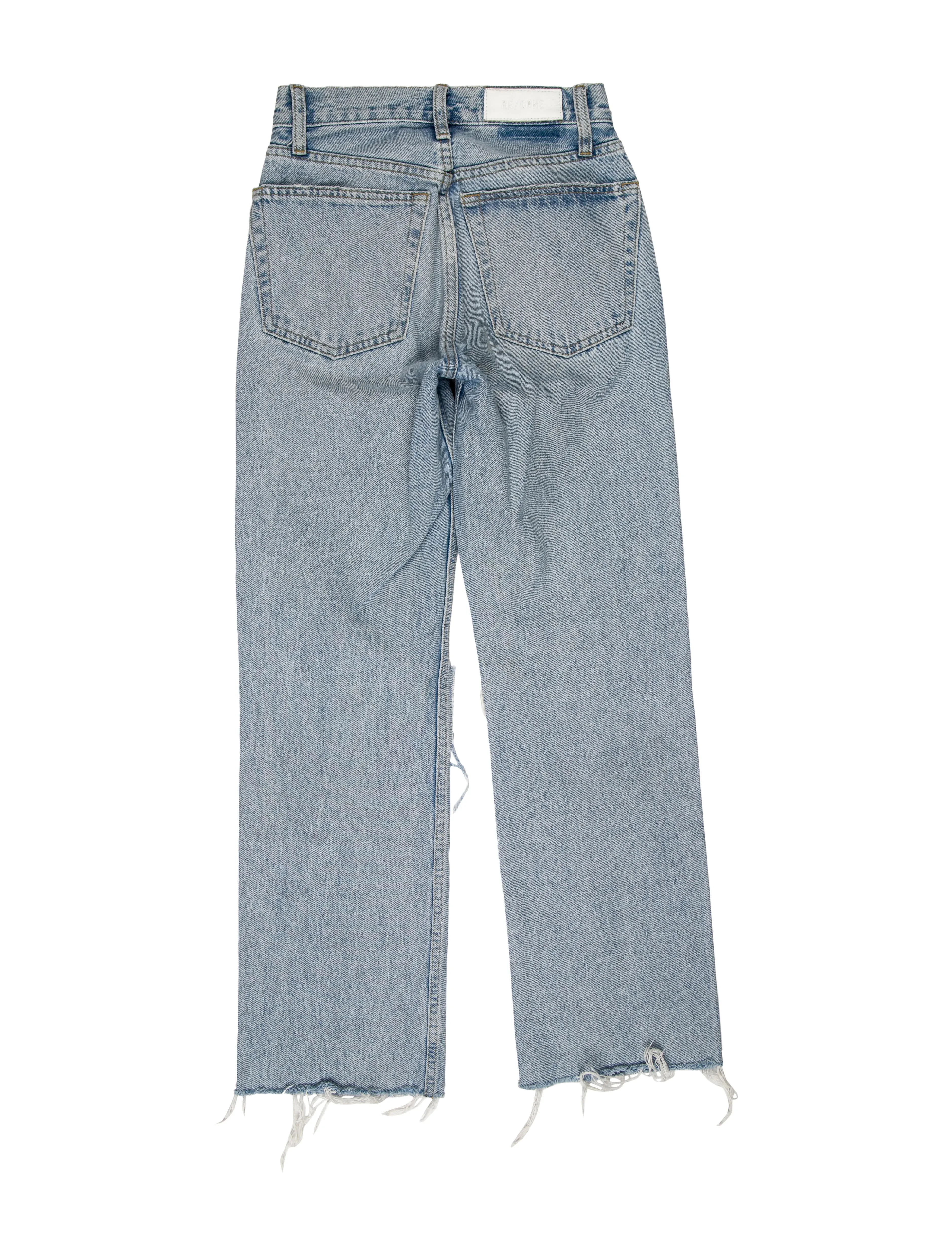 Ripped Knee Light Wash Mid Rise Jeans