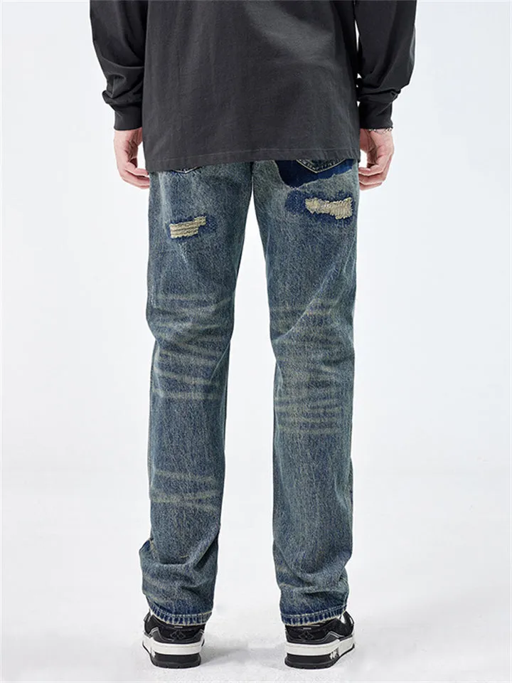 Ripped Patched Vintage Popular Jeans for Men