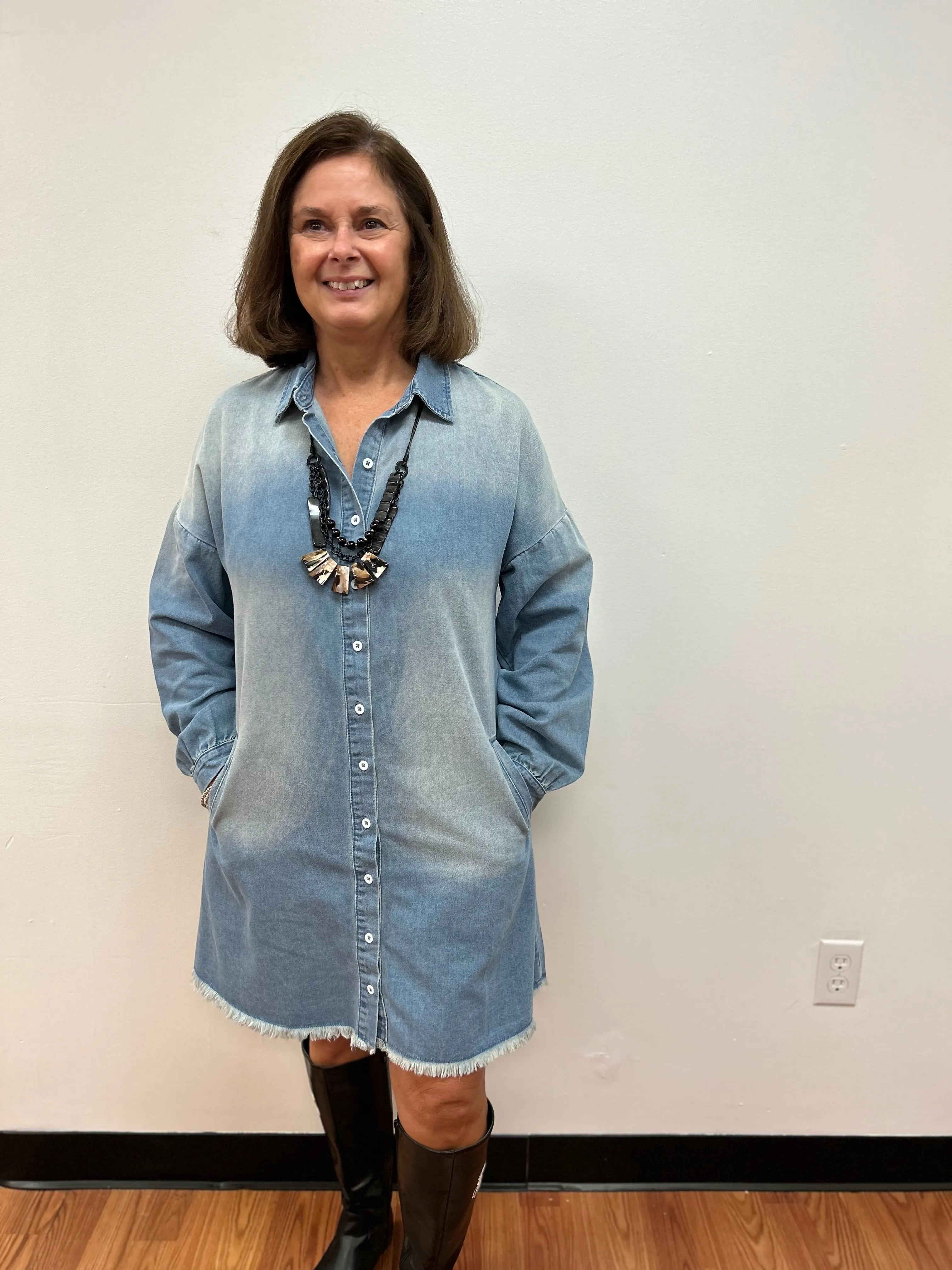 Risen Denim Shirt Dress