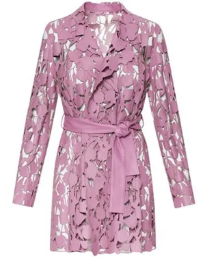 Rose Leather Tulip Lasercut Trench Coat