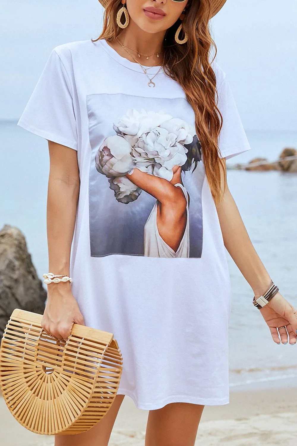 Round Neck Short Sleeve T-Shirt Dress