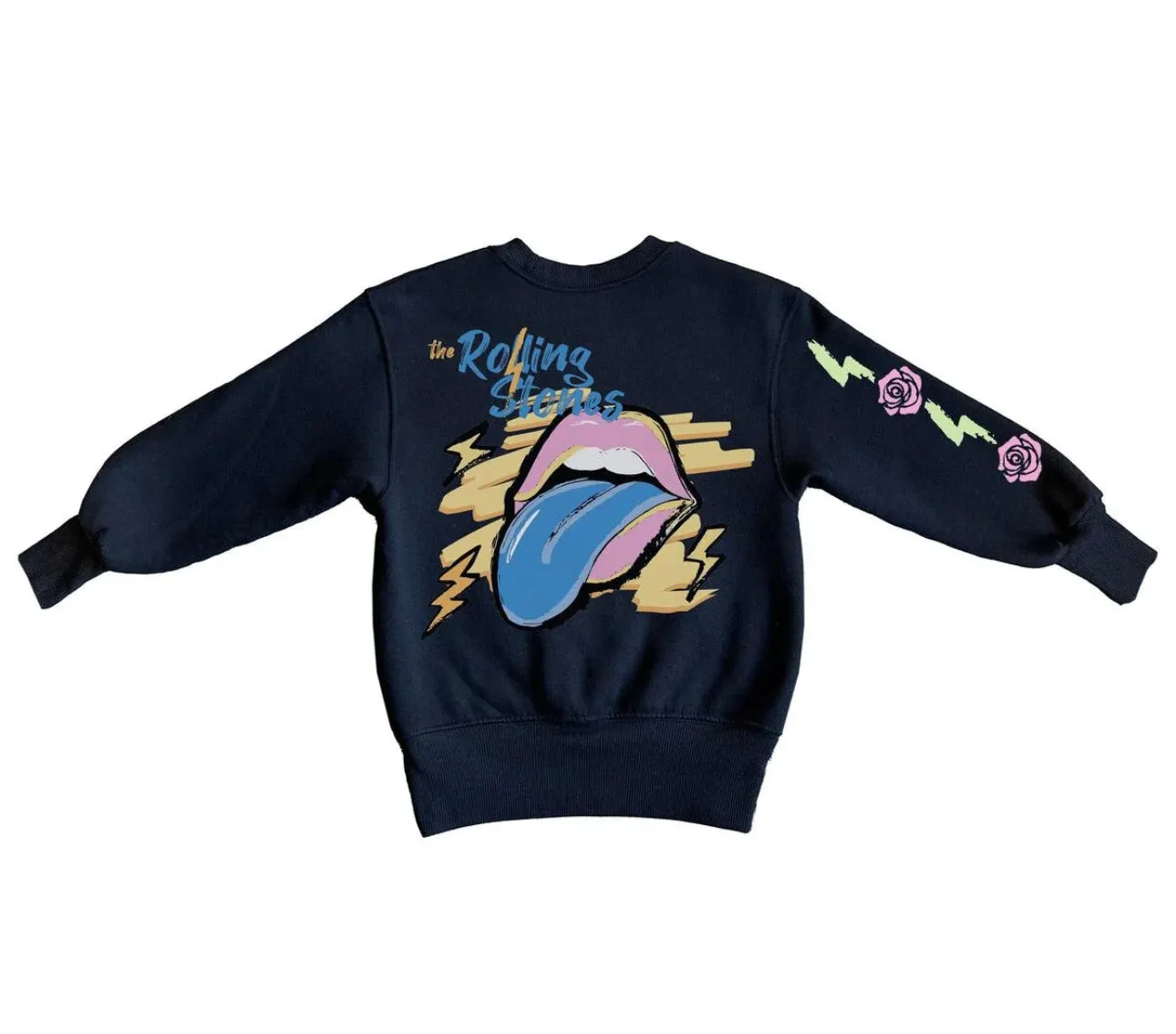 rowdy sprout- Rolling Stones Crew Sweatshirt (Jet Black)