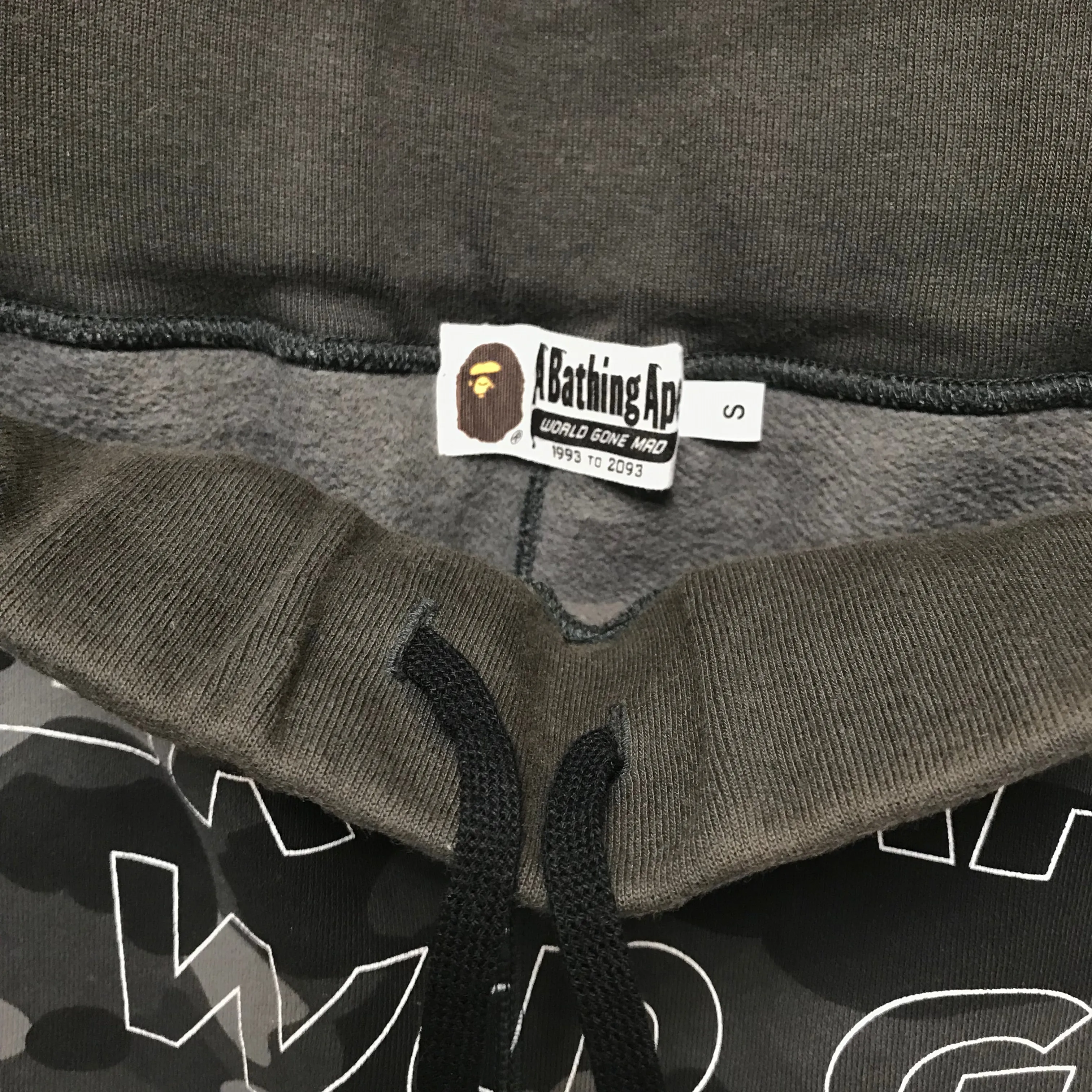 [S] A Bathing Ape Bape Text Camo Sweat Pants