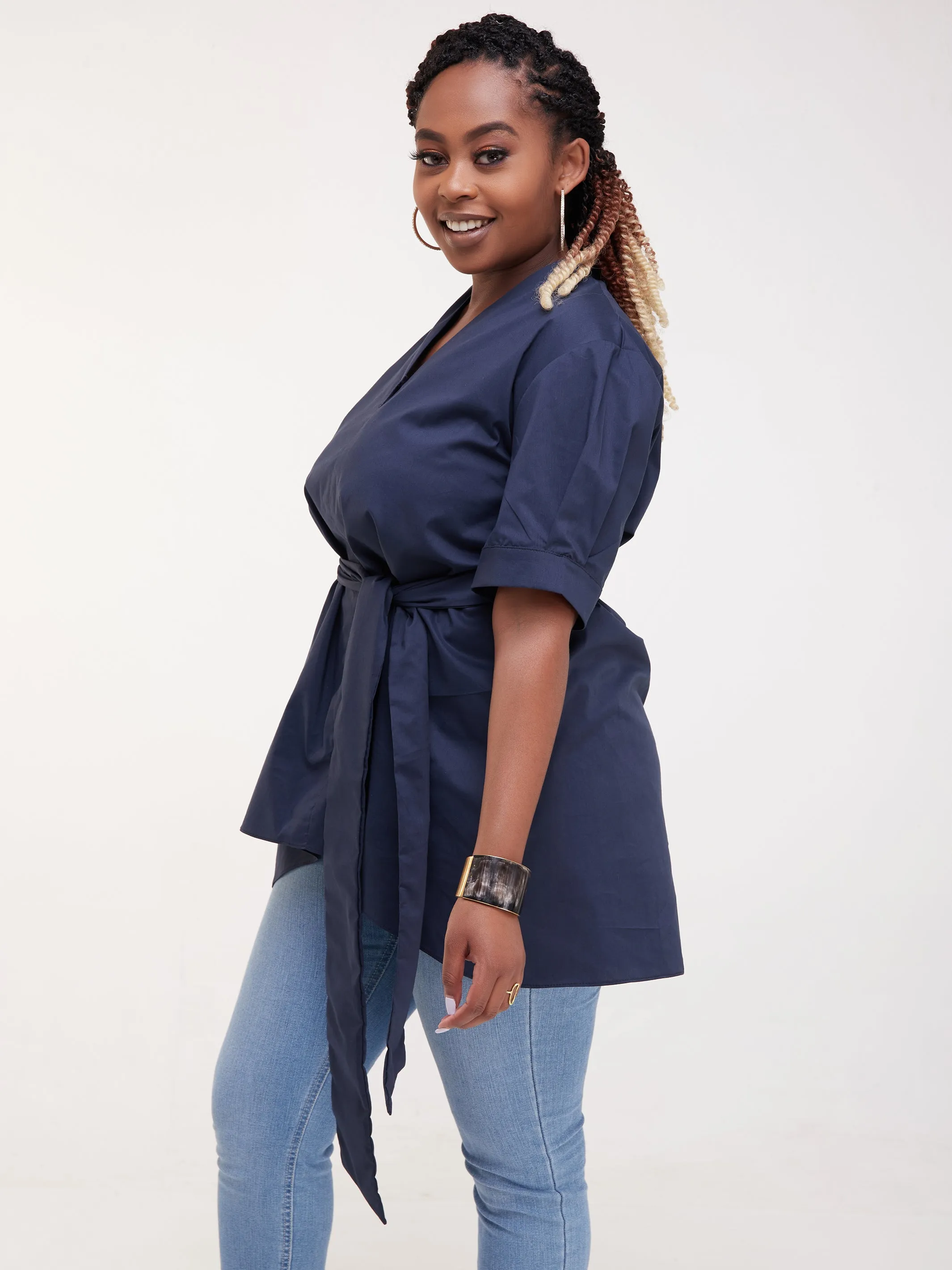 Safari Huru High-Low Top - Navy Blue
