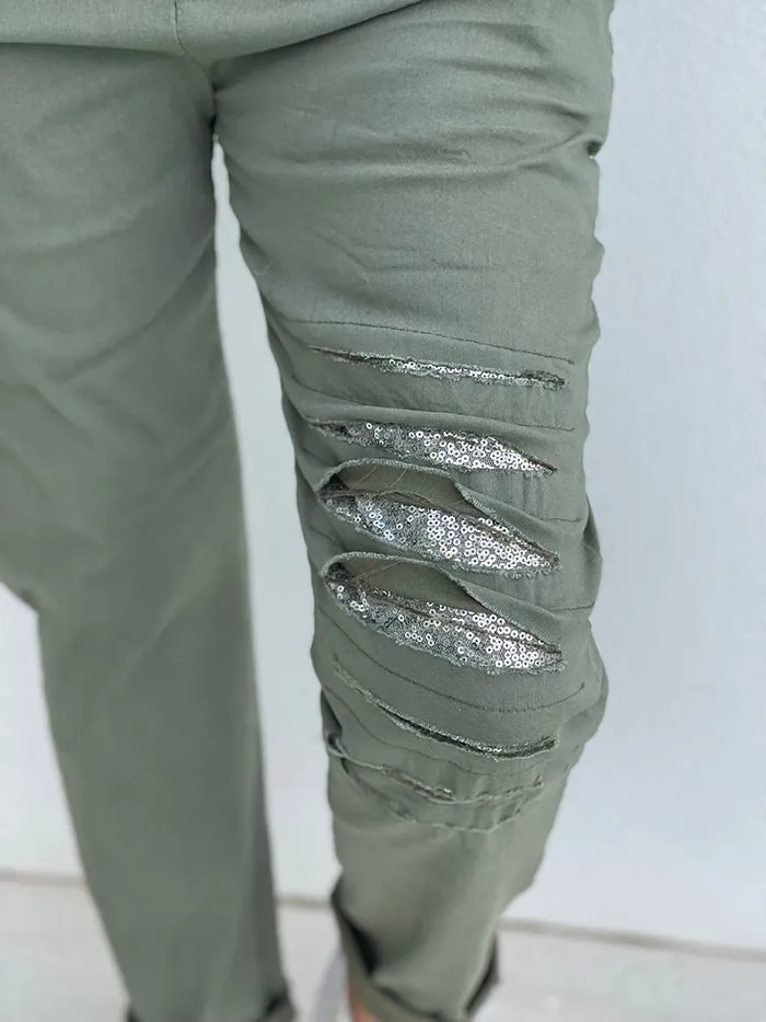 Sage Sequin Jogger Pants