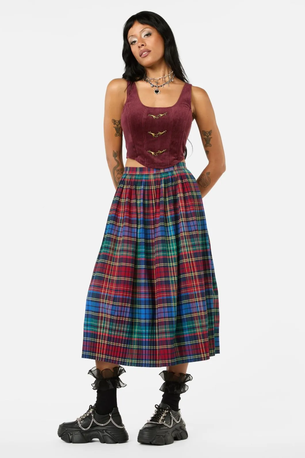 Sainted Tartan Pleated Skirt