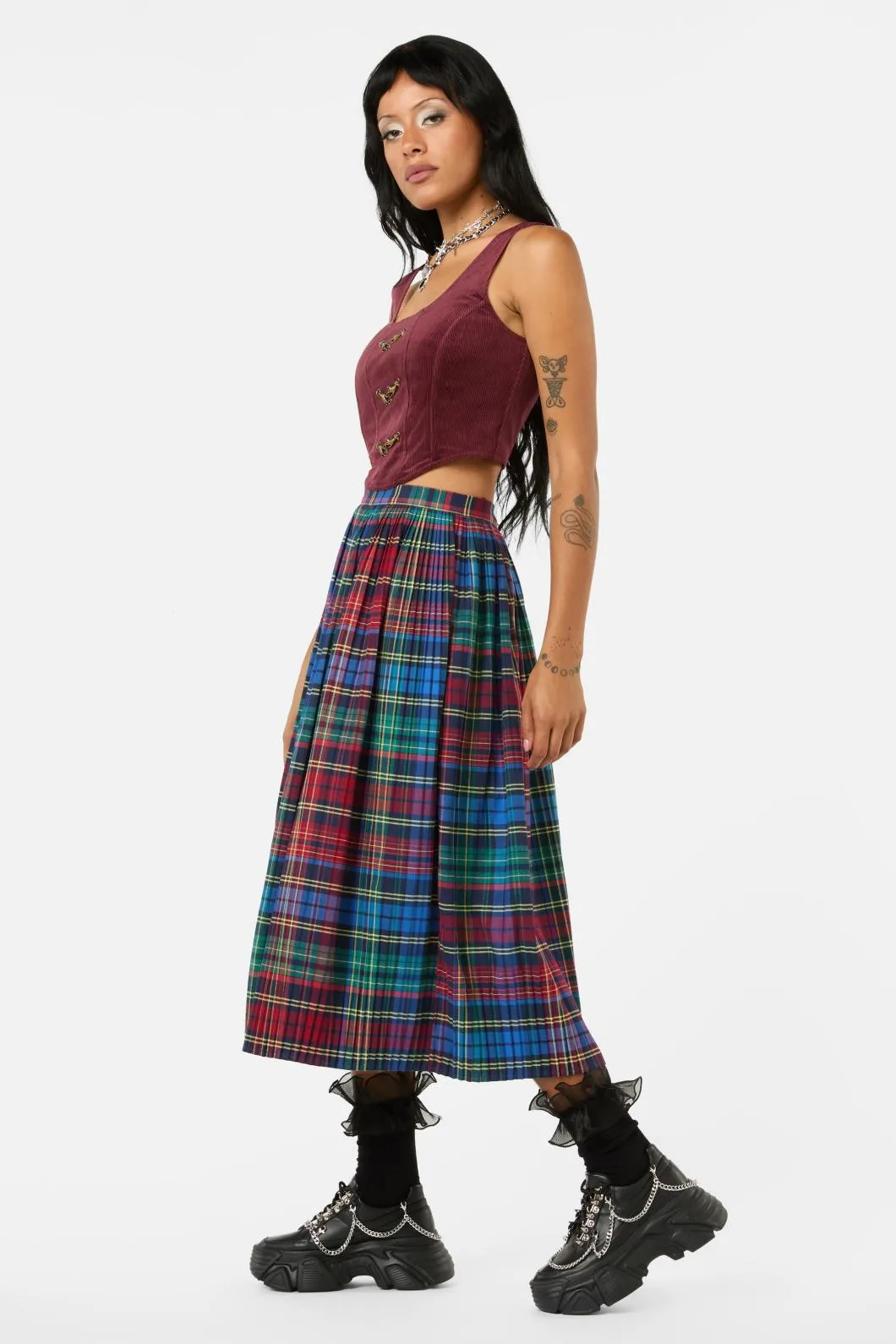 Sainted Tartan Pleated Skirt
