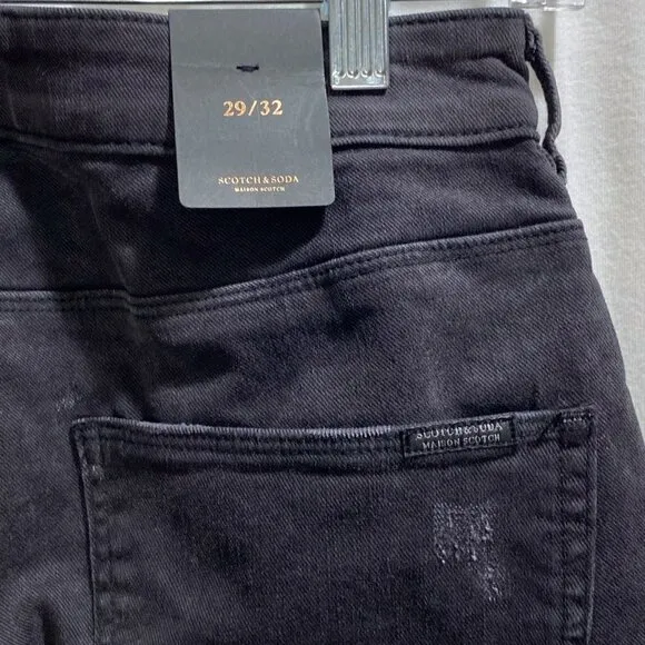 Scotch and Soda Maison Scotch The Skim Super Slim Size 29/32 Black Ripped Jeans